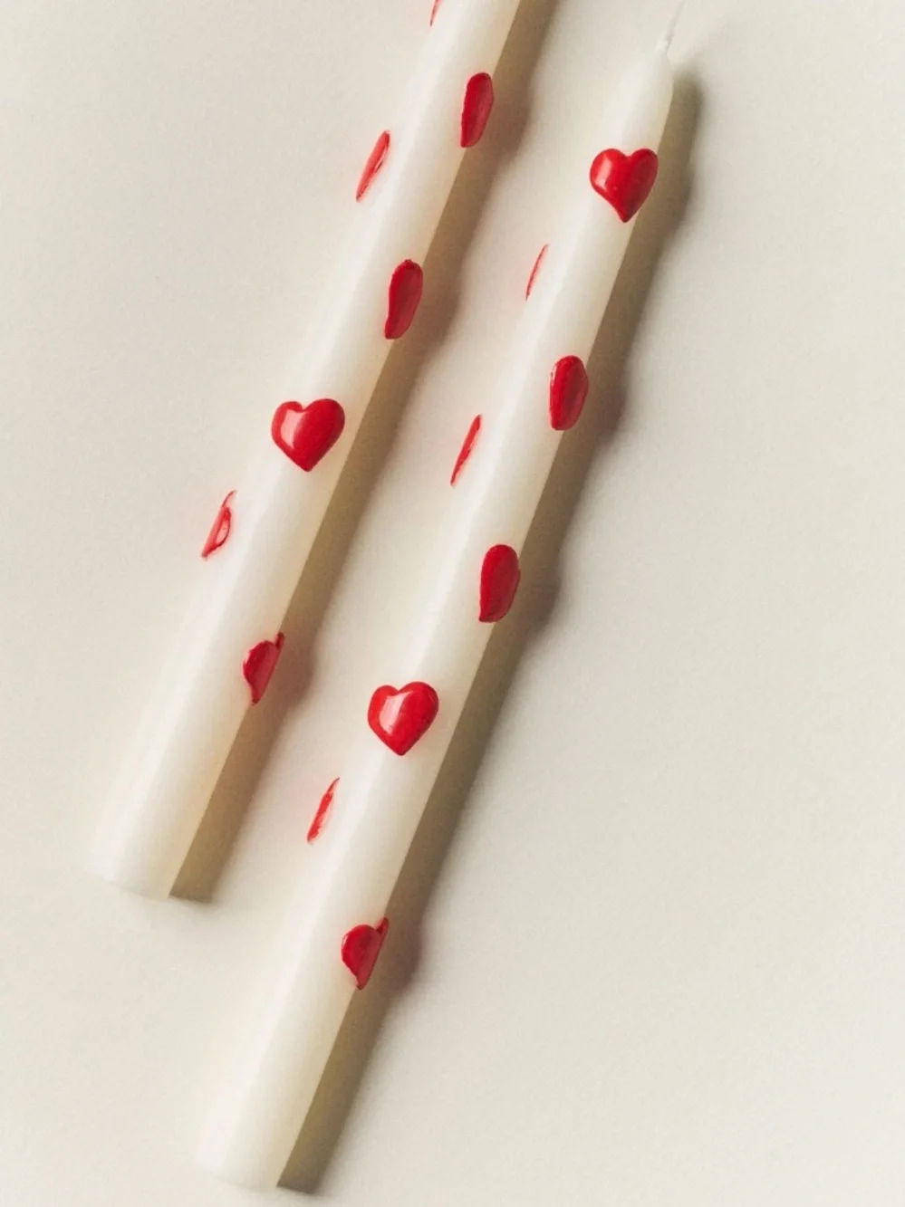 Anthropologie The Amour Taper Candles NIB Red Heart Taper Candles Set of 2